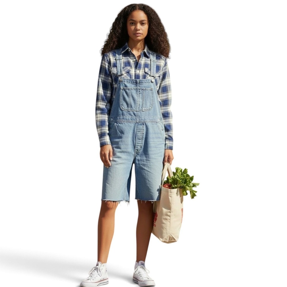 Old Navy cut off overalls JORTS sz 8